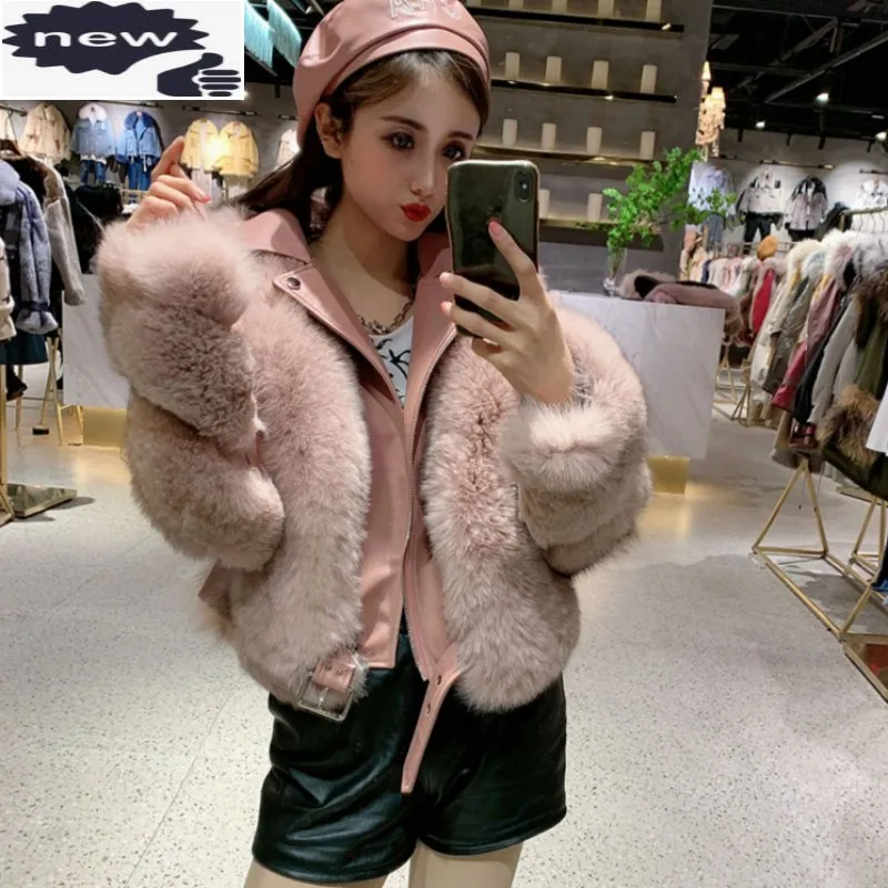 

Роскошные натуральным лисьим мехом; Женские зимние теплые пальто; Новинка; Высокое качество; Короткие женские вечерние на натуральном меху куртка мотоциклиста; Верхняя одежда для детей, верхняя одежда