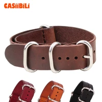brown black purplish red zulu leather nato straps 18mm 20mm 22mm 24mm width watch band military stainless steel 316 pin buckle