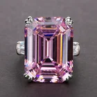 Кольцо обручальное женское с большим розовым камнем, с фианитами