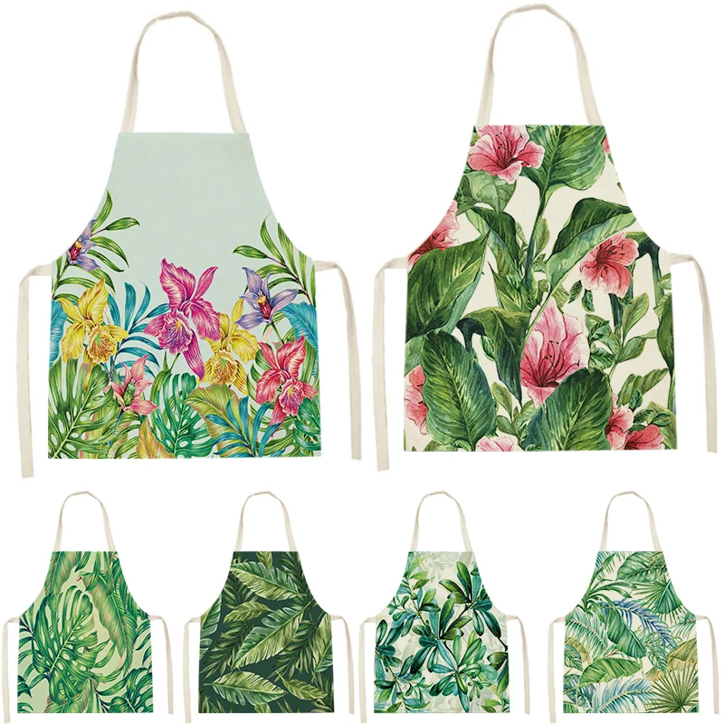 Тропические растения с принтом листьев планшетов для кухни Женский нагрудник