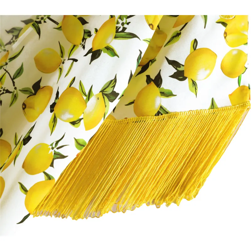 Женское пляжное бикини с принтом лимона желтый длинный кардиган-туника