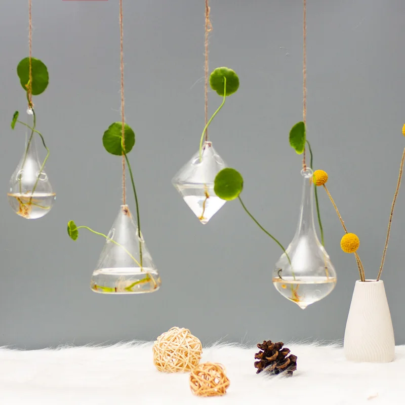 Подвесная стеклянная ваза цветочные горшки гидропоника для растений украшение