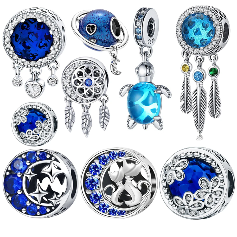 

925 Sterling Silver Zircon Crab Hot Balloon Blue series Beads Charms Fit Original Pandora Bracelet Women Fashion DIY Jewelry