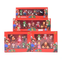 6pcsset 4 10cm super mario bros pvc action figure toys dolls mario luigi yoshi mushroom donkey kong in gift box lovely kids gif