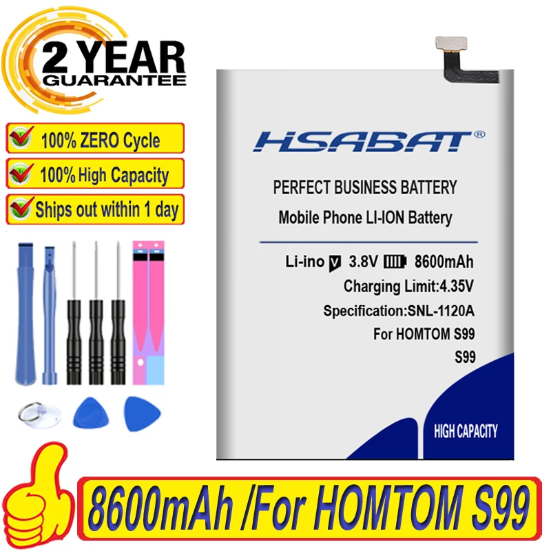 100% Оригинальный HSABAT 8600 мА/ч Батарея для HOMTOM S99|Аккумуляторы мобильных телефонов| |