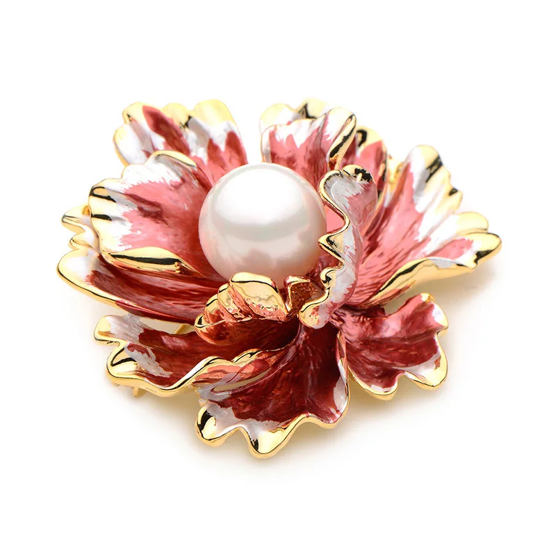 Женская/мужская брошь в форме цветка Wuli&baby металлическая эмалированная виде