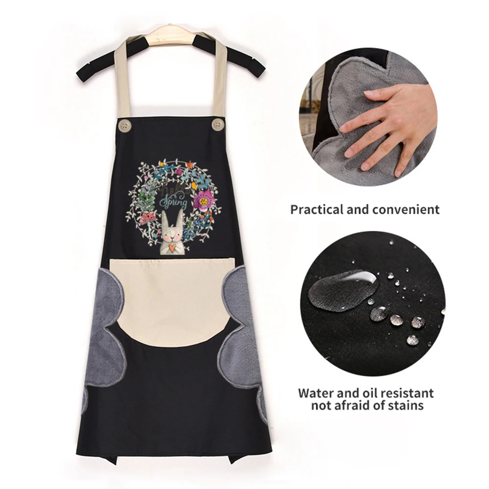 

Household Kitchen Apron Female Waterproof Oil Resistant Waist MEN'S Overalls Fabric Bib With Pocket Home Cleaning Tool
