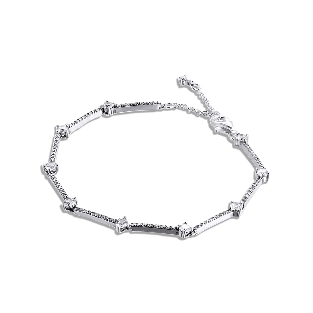 

CKK Bracelet Sterling Silver 925 Sparkling Pave Bars White Bracelets For Women Pulseira Feminina Masculina Pulseras Mujer Moda