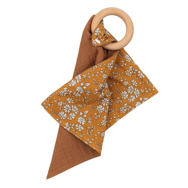 

Baby Soothe Appease Towel with Wooden Teether Newborn Soft Comforting Saliva Towel Sleeping Toy Burp Cloths Gift