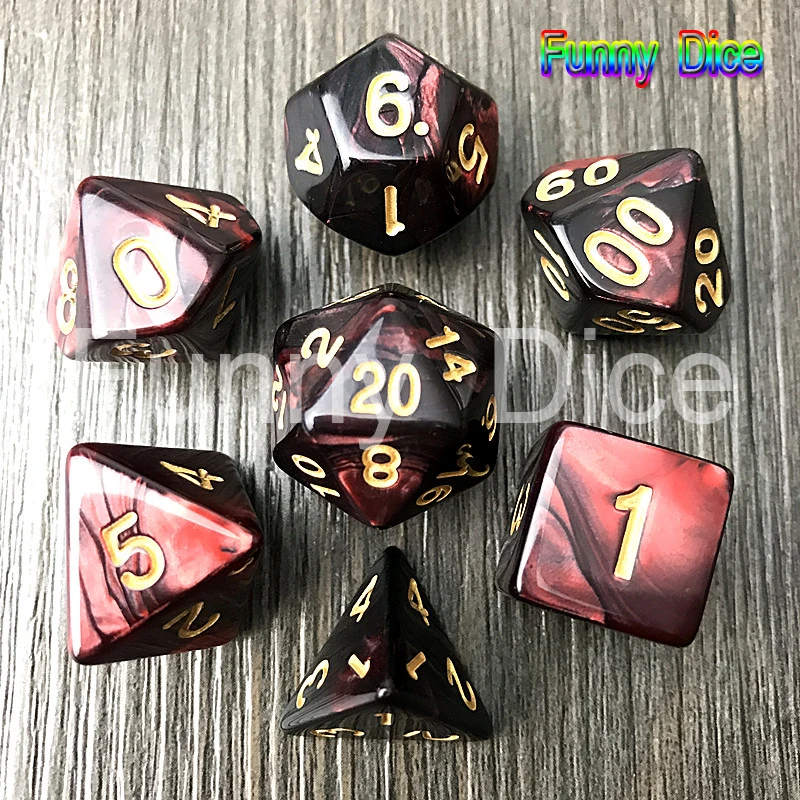 Новое поступление 7 шт 2 цветные кости набор с эффектом туманности игральные DnD d4 d6