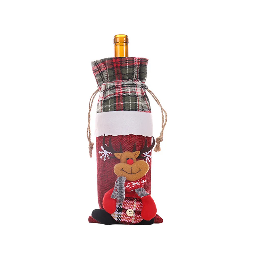 Рождественские винные бутылки крышка шампанского красное вино сумка для