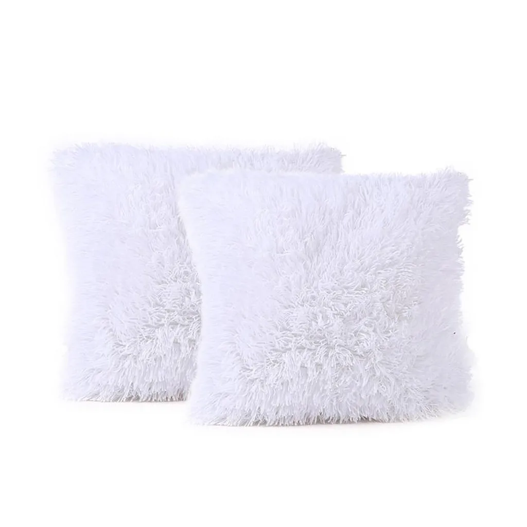 

2pcs Pillow Case Sofa Waist Throw Cushion Cover Home Decor Plush Square Pillow Cushion Case Room Fluffy Soft Plush Square