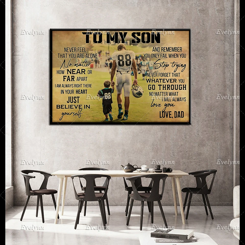 Ретро постер американского футбола моему сыну от папы подарки на день отца