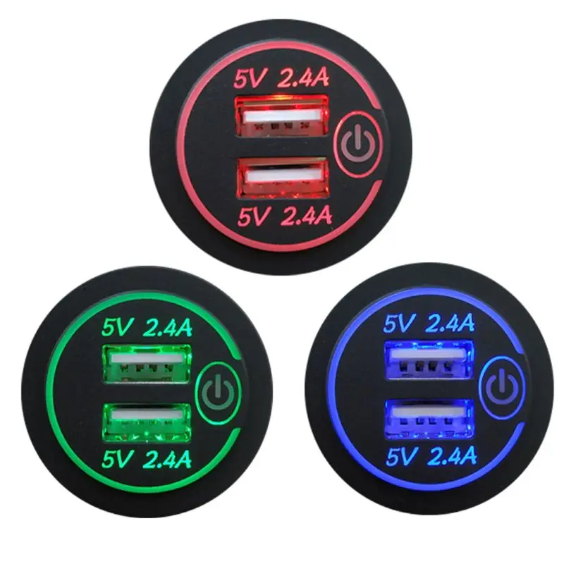 12V/24V Водонепроницаемый 2.4A Dual USB Зарядное устройство гнездо Мощность розетка с
