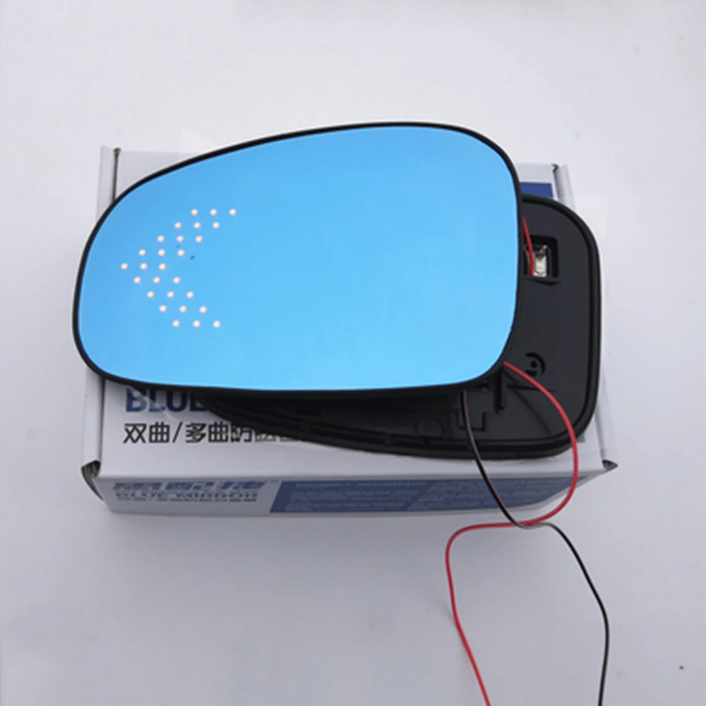 

Auto Left Right Blue Mirror Glass Heated Angle Wide Glare Proof LED Turn Signal Lamp With LED For Mark X 2004-20013 And Wish