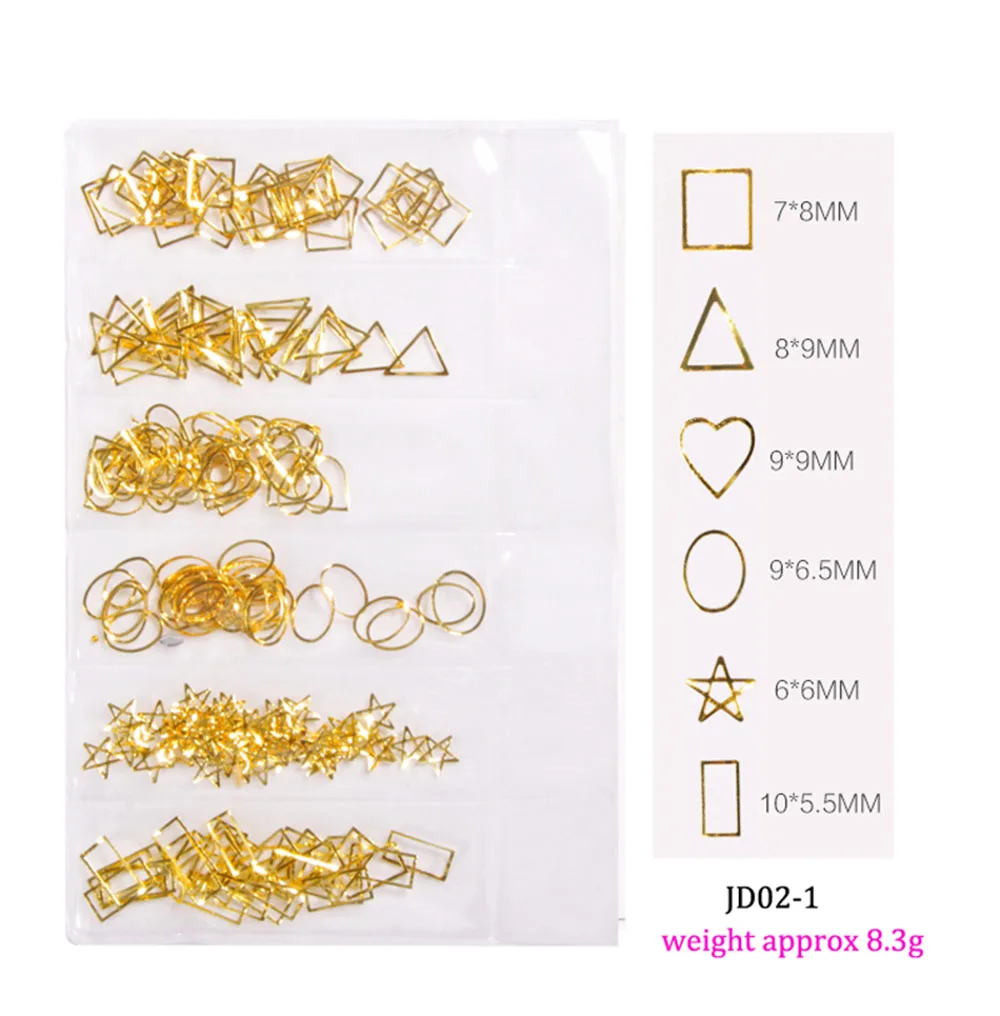 6 Grid/Pack Mixed Size 3D DIY Hollow Metal Frames Nail Art Decorations 3-9mm Gold Silver Rivets Manicure Accessories Decor | Красота и