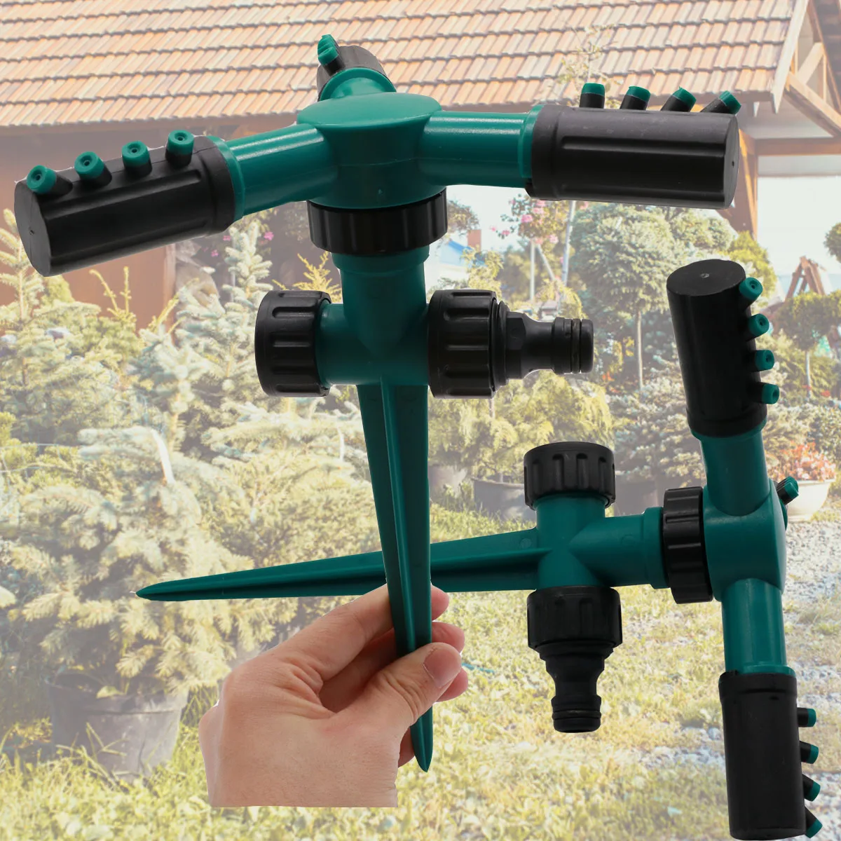 

360 Rotating Lawn Sprinkler 3 Nozzle Automatic Wheel Irrigation System Shower System Garden Lawn Household Watering Spray Gun