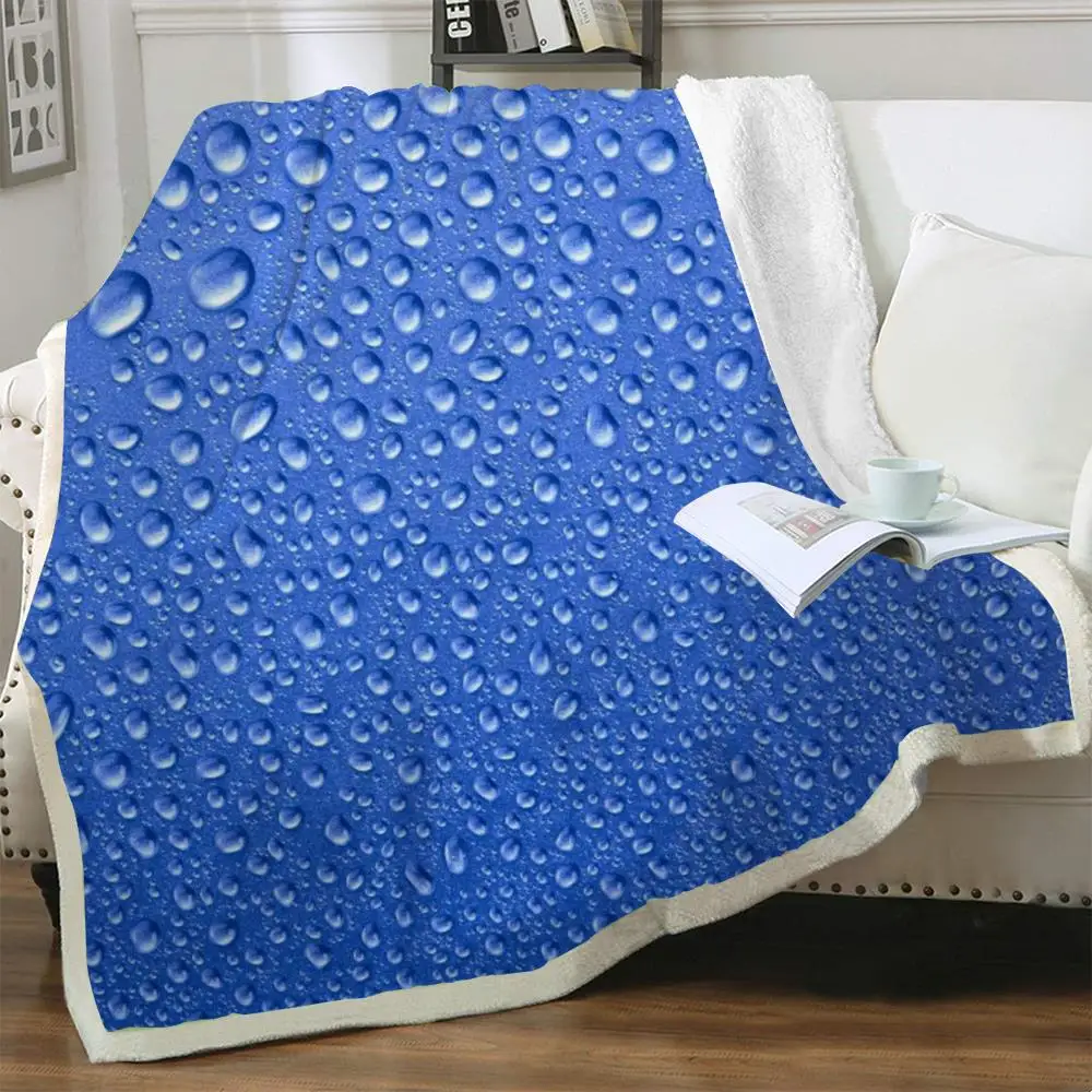 

NKNK Brank Raindrop Blanket Blue Plush Throw Blanket Art Thin Quilt Novel Bedspread For Bed Sherpa Blanket Animal Premium
