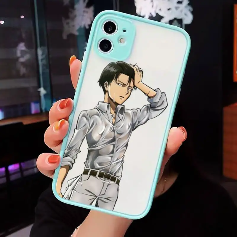 

Attack on titan Phone Cases Matte transparent For blue iPhone 12 Mini 11 Pro XR XS Max 7 8 Plus X Back Cover