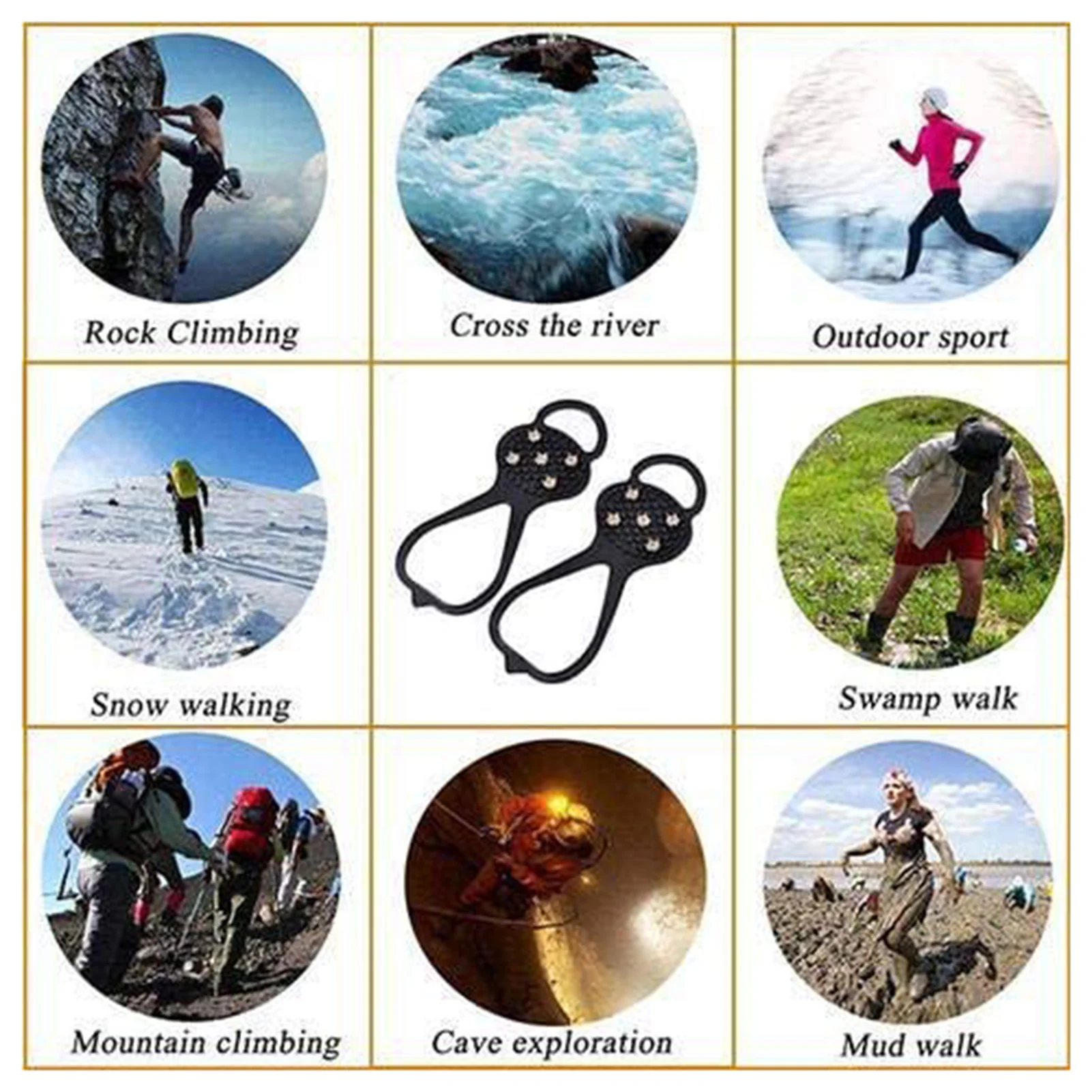 

Universal Non-Slip Gripper Spikes Anti-Slip Over Shoe Durable Cleats with Good Elasticity Easy to Pull On or Take Off 889