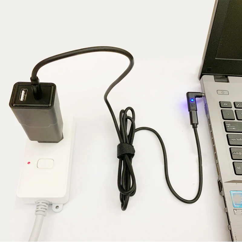 Разъем адаптера питания для ноутбука USB Type C конвертер с светодиодный светильник