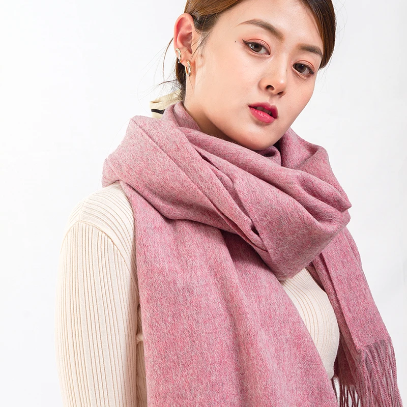 100% натуральная шерсть Зимний женский шарф осенний теплый шаль Белый