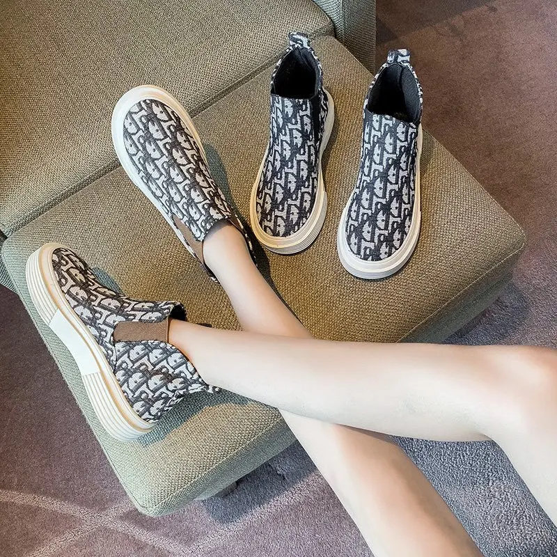 

Retro Style Breathable Women Casual Sneakers Fly Woven Air Mesh Fabric Flats Soles Platform Boots Canvas Shoes Zapotas De Mujer