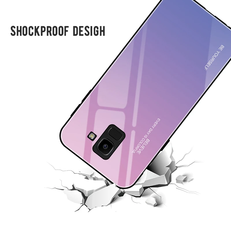 Gradient Tempered Glass Case For Samsung Galaxy A5 A6 A7 A8 A9 2017 2018 J8 J6 J4 Plus S10 S9 S8 S10E 5G Note 9 8 | Мобильные
