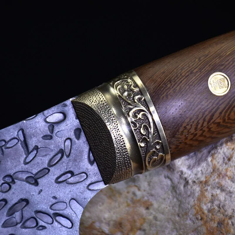 Кованый кухонный нож Longquan для резки больших костей в винтажном стиле долговечный