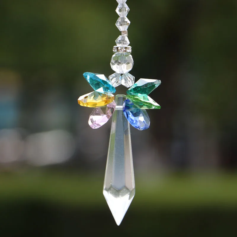 1 шт. Радужный Ангел Suncatcher Кристалл ангел-хранитель чакра Защита от солнца зеркало заднего вида автомобиля Шарм домашний декор