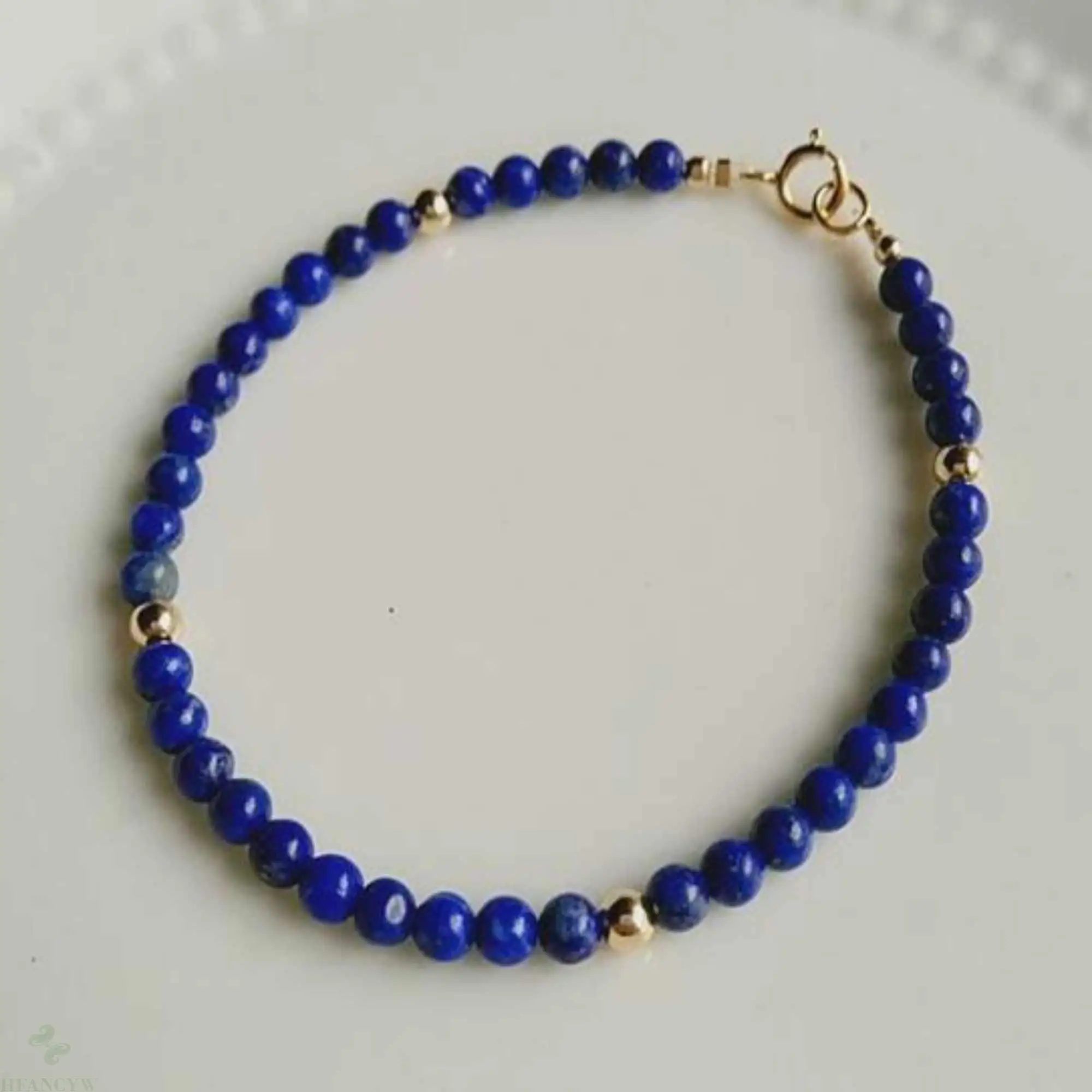

3mm Beautiful Natural lapis lazuli beads 14K gold bracelet gift Thanksgiving Lucky Hook Wedding Holiday gifts VALENTINE'S DAY
