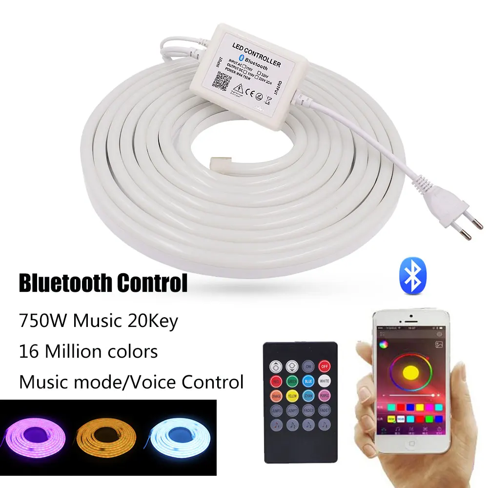 Цветная (RGB) неоновые полосы светильник WI-FI Bluetooth Управление гибкий неоновый