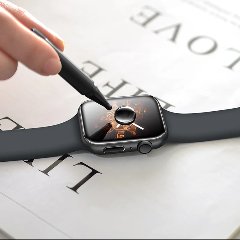 20D закаленное стекло для защиты экрана Apple Watch Series 5 4 3 2 1 полное покрытие УФ-клей 40