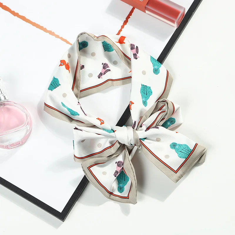 

Женский галстук-бабочка с принтом зебры, узкая атласная шелковая лента, узкая повязка на голову, узкий шарф, 2019