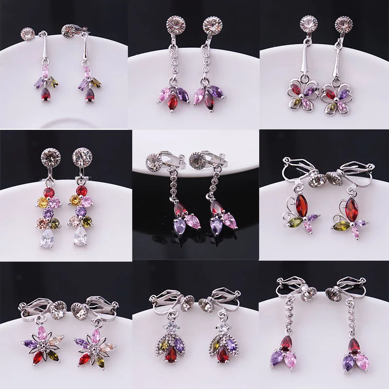 В Корейском стиле Для женщин серьги с клипсами Новый Серебряный геометрические