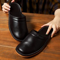 leather slippers men indoor house shoes unisex high quality pu leather home slippers man spring 2020 shoes