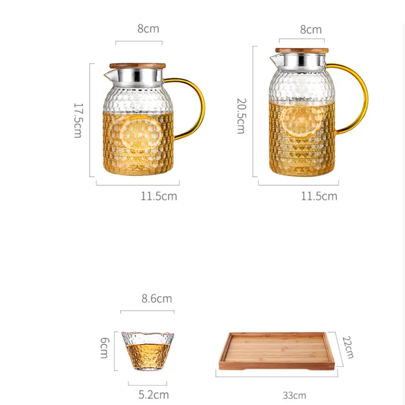 

Simple Transparent Glass Water Pot Heat Resistant Water Jug Creative Household High Capacity Kettle with Handle Tea Water Cup