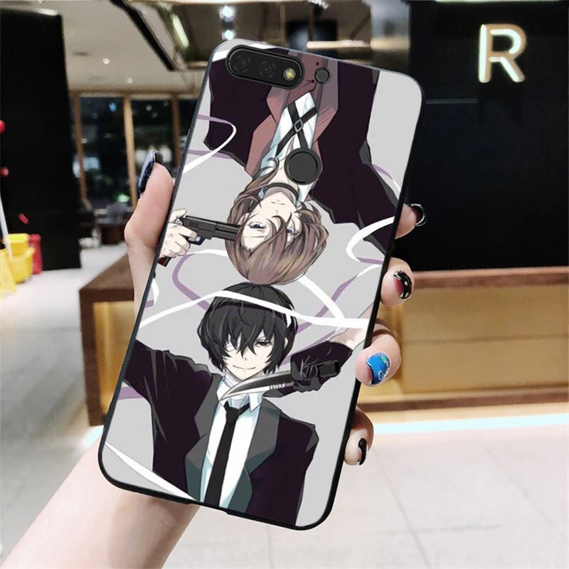 Мягкий чехол-накладка с надписью бродячие псы Bungou для Huawei Honor view 7a5.45&quot 7c5.7inch 8x 8a 8c 9