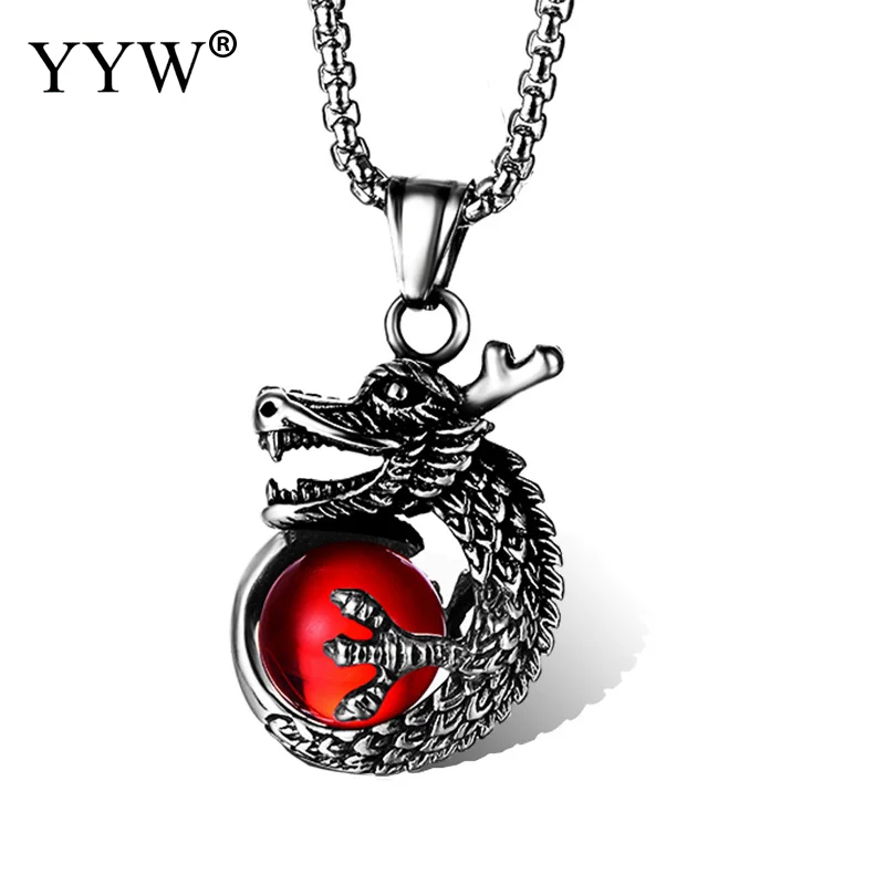 Винтажная пара подвески из титана высокомерный Дракон ожерелье ювелирных