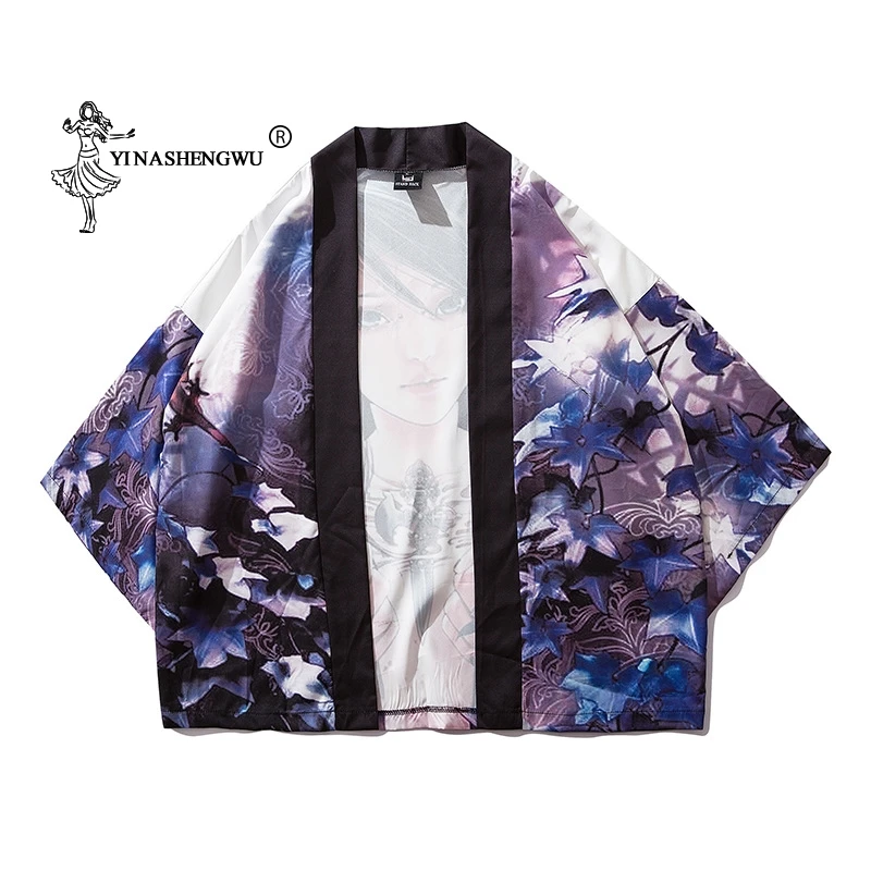 Женский Принт юката кимоно традиционное японское кардиган мужские костюмы