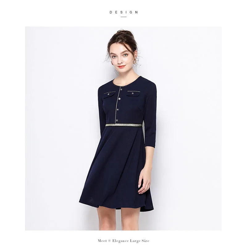 Женское платье из Джерси плюс размер элегантное весна 2020 офисное с круглым