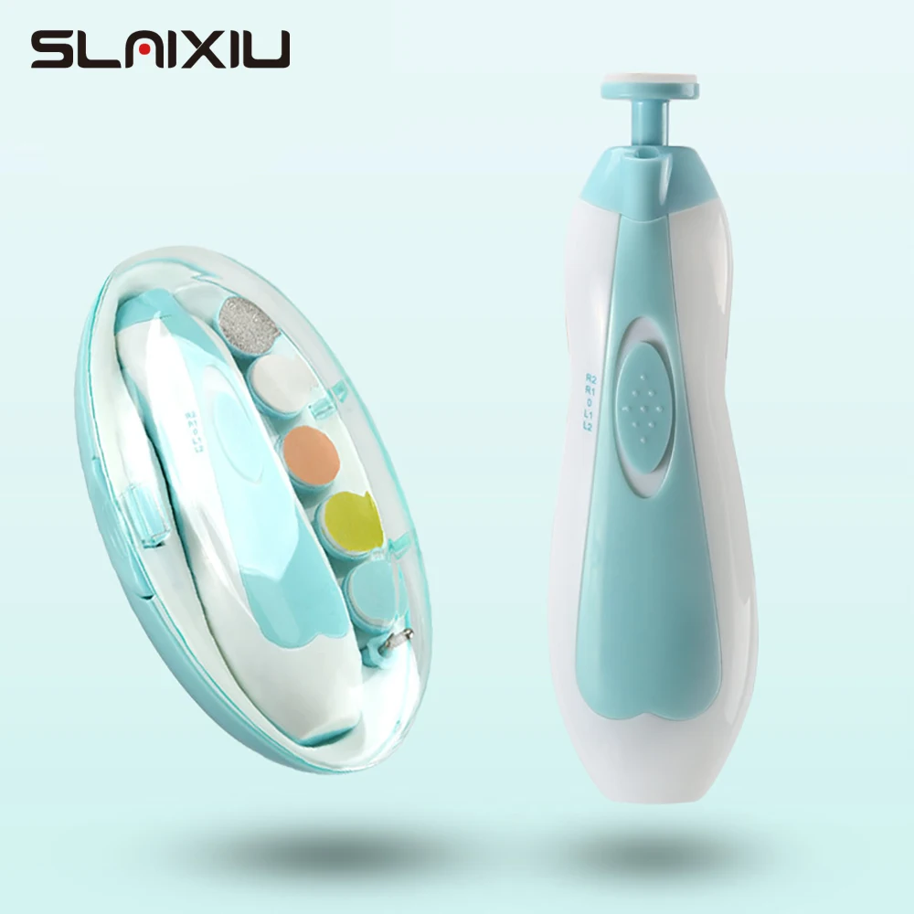 

Electric nail polisher baby blue powder 6-piece electric nail clipper baby nail clipper manicure set baby newborns baby care Kit