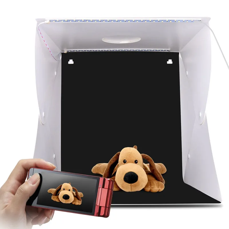 40cm LED photo box Photography Softbox Dimmable Portable Foldable Photo Studio Shooting Tent kit &amp 6 Color Backdrops | Электроника