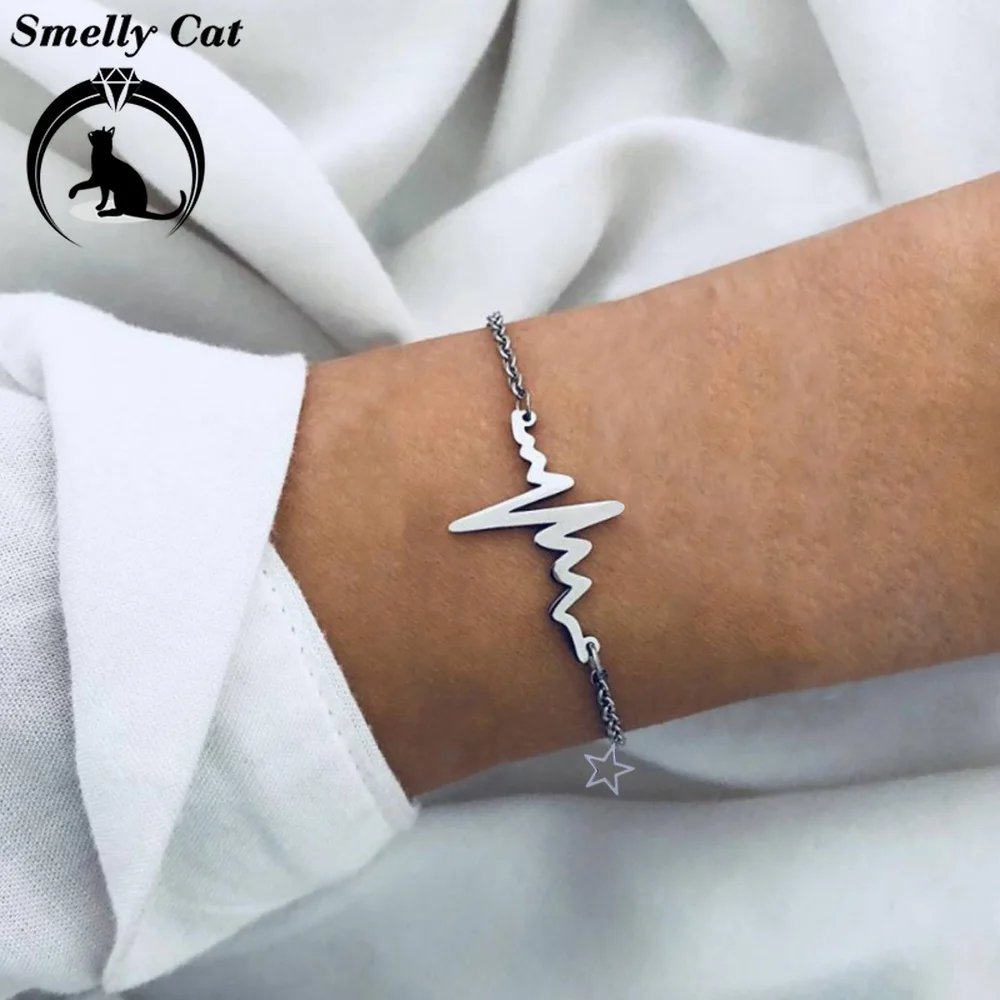 Вонючий кот сердце било ожерелье шик ЭКГ Пульс Шарм кулон молния Женская