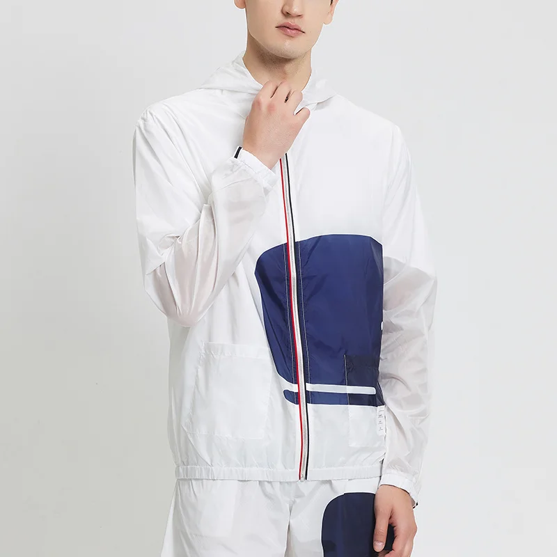 

THOM TB Fashion Brand Jacket Men Quick Dry Uv Sun Protection Sports Coats Whale Pattern Thin Casual Sunscreen Skin Windbreaker