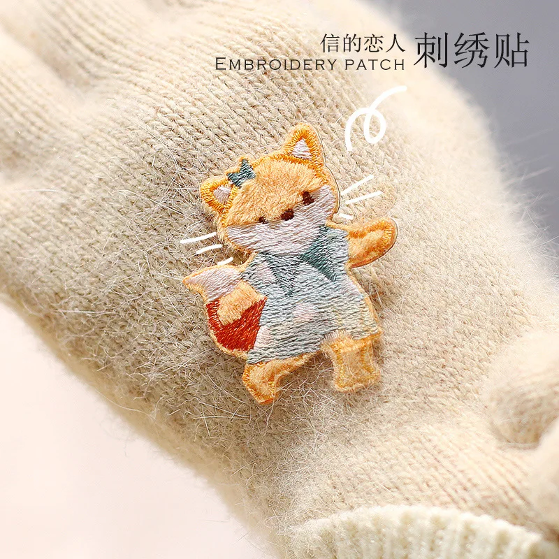 1 шт. Декоративные вышитые наклейки в виде кота лисы Ежика | Канцтовары для офиса и