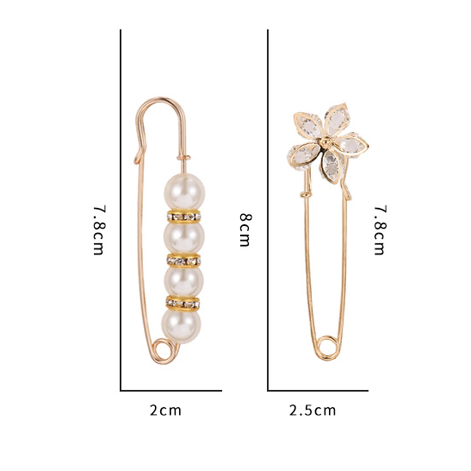 

5Pcs Safety Pins Women Faux Pearl Large Pin Decorative Brooch Female Waist Clothing Clips DIY Fashion Clothing Brooch Jewelry