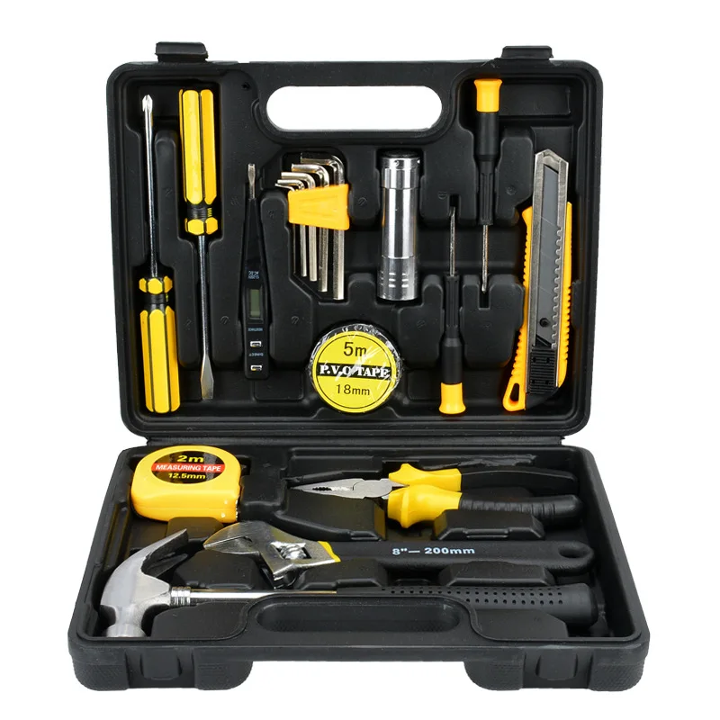 Carbon Steel Hardware Tools Combination Storage with 18 Pieces Tool Box Carry Portable Valigia Attrezzi Household Items EK50TB