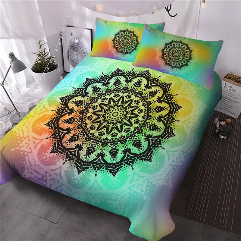 Blesslive цветок лотоса Tie Dye постельное белье 3 шт. богемный Мандала пододеяльник Желтый Фиолетовый Зеленый Tye Dye домашний текстиль - Цвет: 3