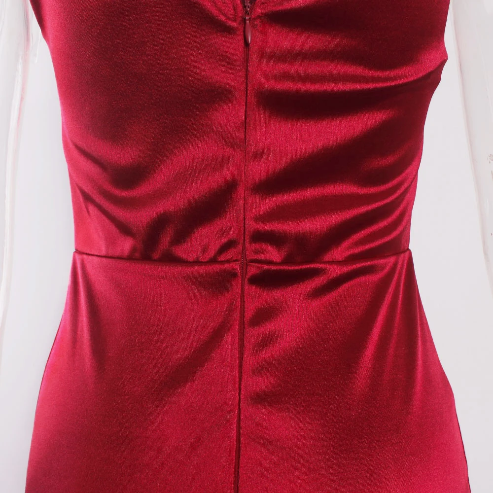 

New Sleeveless V Neck Backless Zipper Maxi Dress Full Length Stretch Padded Lining Night Party Evening Party Formal Dress